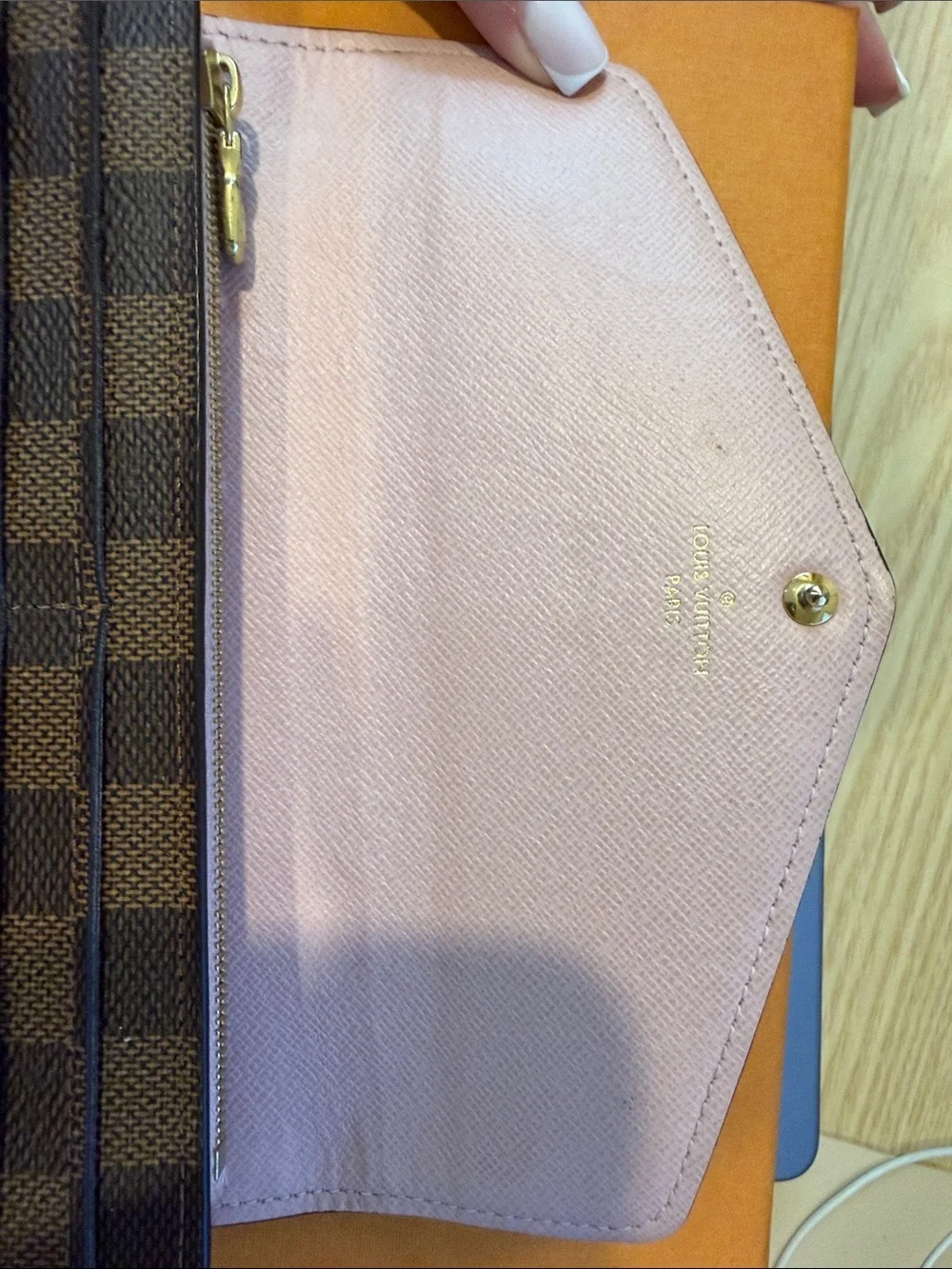 Louis Vuitton Sarah Wallet Damier Ebene Brown